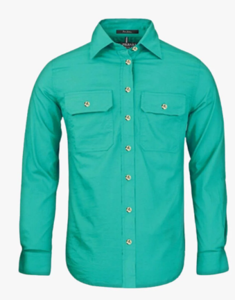 RM600BT Pilbara Women's L/S Full Button Jade