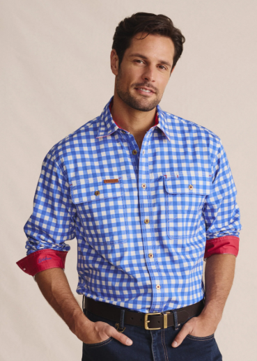 1SHM00112 S.Kidman Men's Armstrong Work Shirt Mid Blue