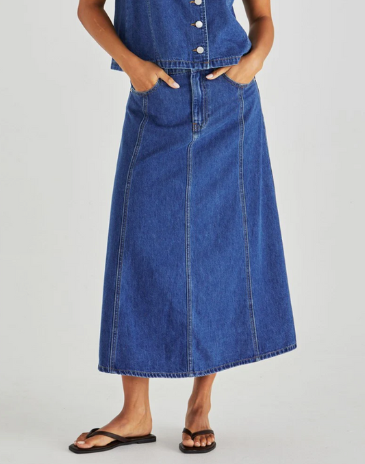 20002SWSS-MBL   Sass Sabine Denim Skirt