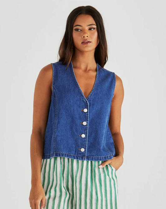 20000TWSS-MBL   Sass Denim Vest