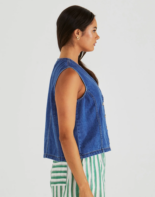 20000TWSS-MBL   Sass Denim Vest