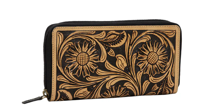 S-5876 Pancha Floral Women's Leather Tooled Purse