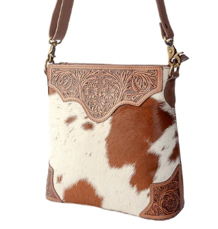 S-11882 Glorious Rangelands Crossbody Bag In Tan & White