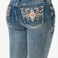 EB51806 LA Grace In La Women's Aztec Embroidered Mid Rise Jean