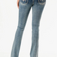 EB51806 LA Grace In La Women's Aztec Embroidered Mid Rise Jean