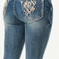 EBS657 LA Grace In La Women's Floral Diamonds Mid Rise Jean