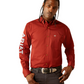 10055288 Ariat Men's Team Logo Twill Classic Fit LS Shirt Dark Red/ Khaki