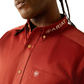 10055288 Ariat Men's Team Logo Twill Classic Fit LS Shirt Dark Red/ Khaki