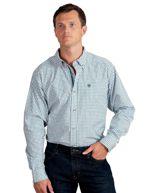 10048083 Ariat Men's Pro Series Cliff LS Shirt Green Check
