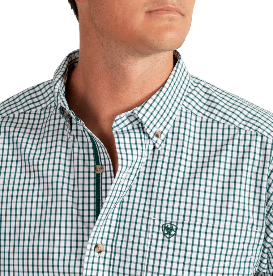 10048083 Ariat Men's Pro Series Cliff LS Shirt Green Check