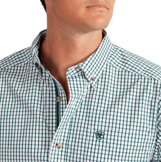 10048083 Ariat Men's Pro Series Cliff LS Shirt Green Check