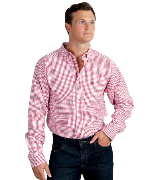 10048079 Ariat Men's Pro Series Cliff LS Shirt Red Check