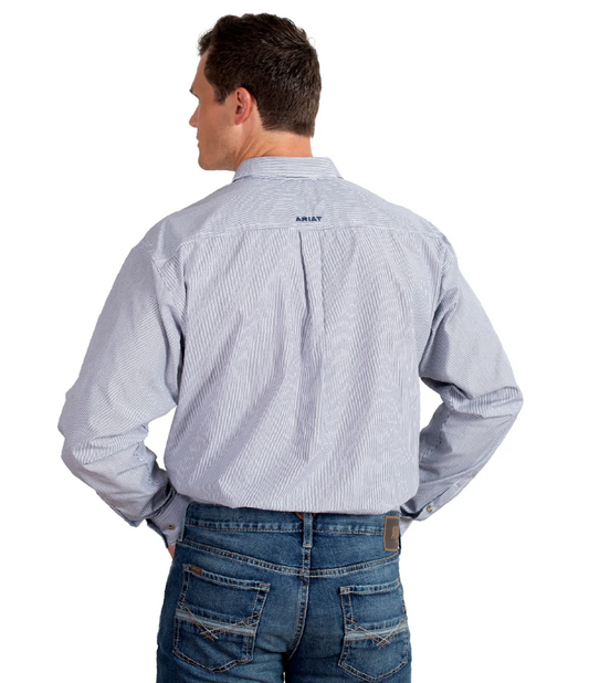 10048076 Ariat Men's Pro Series Cliff LS Shirt Navy Stripe