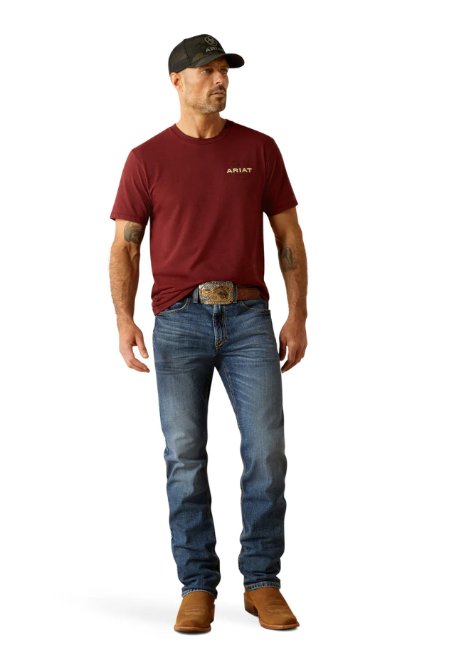 10054830 Ariat Men's Explorer Classic SS Tee Crimson Red Heather