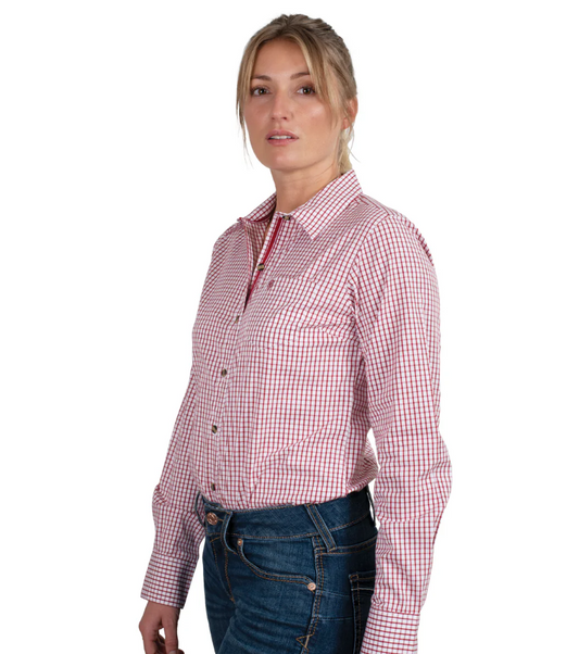 10048072 Ariat Women's Kirby LS Shirt Red Check