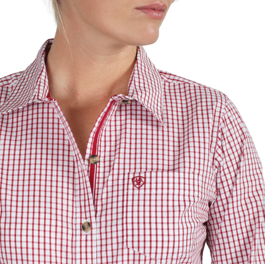10048072 Ariat Women's Kirby LS Shirt Red Check