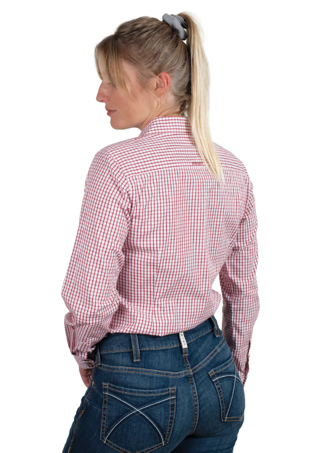 10048072 Ariat Women's Kirby LS Shirt Red Check
