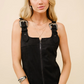 36345D Suede Western Buckle Mini Dress Black