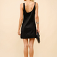 36345D Suede Western Buckle Mini Dress Black