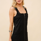 36345D Suede Western Buckle Mini Dress Black