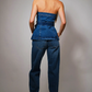 23689T Western Buckle Detailed  Denim Top