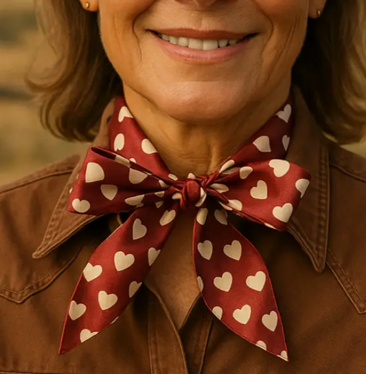 TW334 Cowgirl Necktie Burgundy & Cream