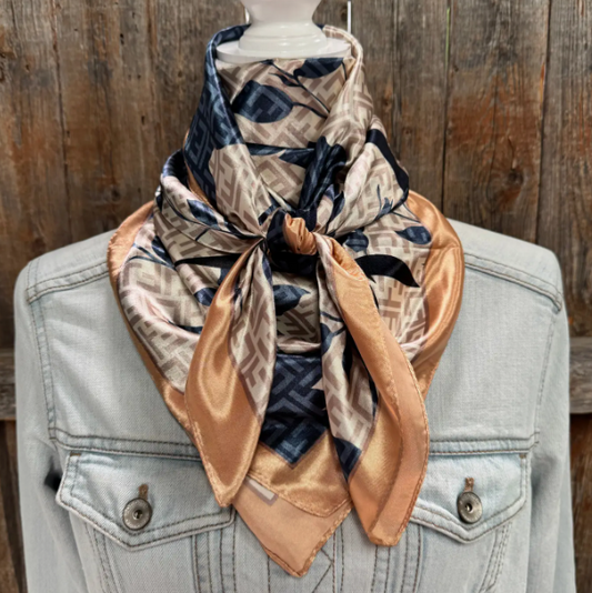 WR3404 Cowgirl Navy & Cream Floral Wild Rag