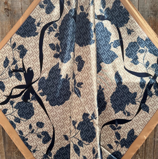 WR3404 Cowgirl Navy & Cream Floral Wild Rag