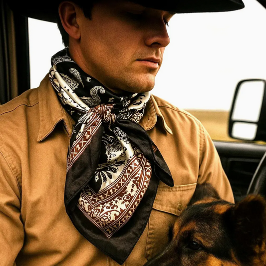 WR2559 Cowgirl Two Toned Black Paisley Wild Rag