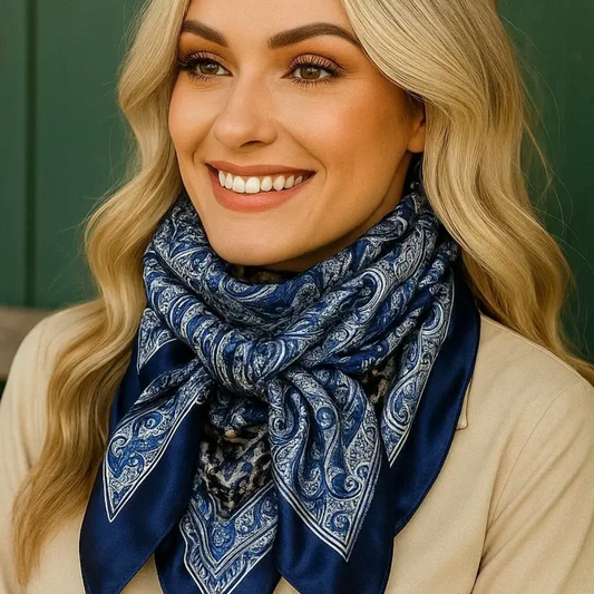 WR3418 Cowgirl Blue & White Paisley Wild Rag