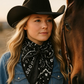 WR3411 Cowgirl Black & White Paisley Wild Rag