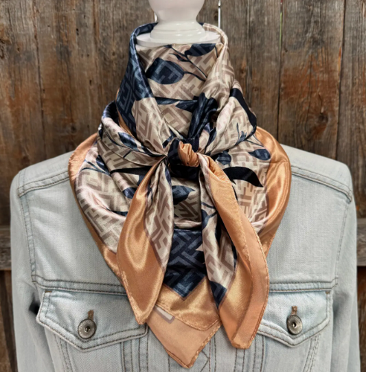 TW1029 Cowgirl Navy & White Rose Wild Rag