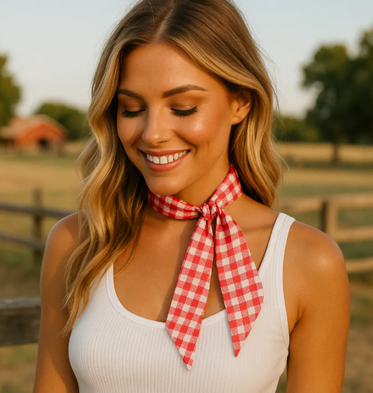 TW124 Cowgirl Necktie Red & White