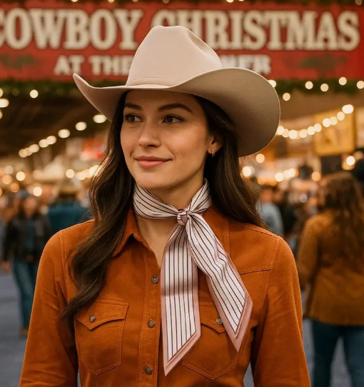 TW101 Cowgirl Necktie Cream & Brown