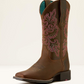 10064078 Ariat Women's Round Up Wide Square Toe Stretchfit Sassy Brown