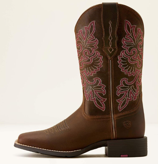 10064078 Ariat Women's Round Up Wide Square Toe Stretchfit Sassy Brown