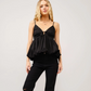 23278T  Puff Bottom Tie front Cami Black
