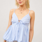 23278T  Puff Bottom Tie front Cami Sky Blue