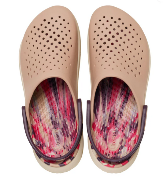 212043-7AF  Croc Inmotion Marbled Clog Pink Caramel