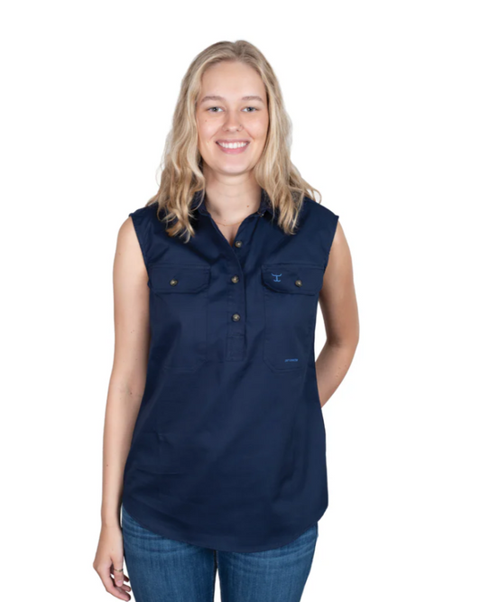50503NVY Just Country Women's Kerry Sleeveless Work shirt Navy