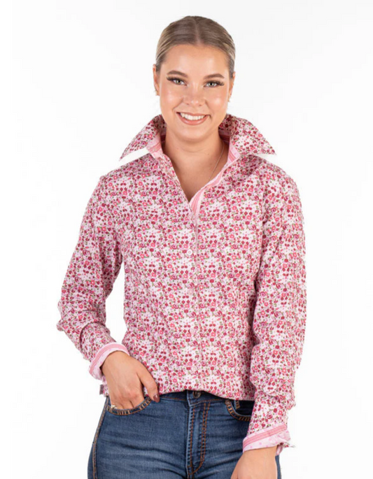 C2000 Hitchley and Harrow Fitted Floral Pinkand Cerise Shirt