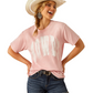 10055130 Ariat Women's Howdy SS Tee Acid Wash Pink