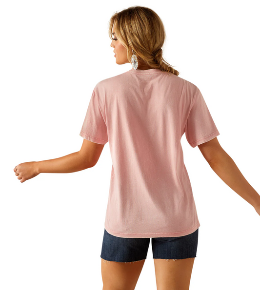 10055130 Ariat Women's Howdy SS Tee Acid Wash Pink
