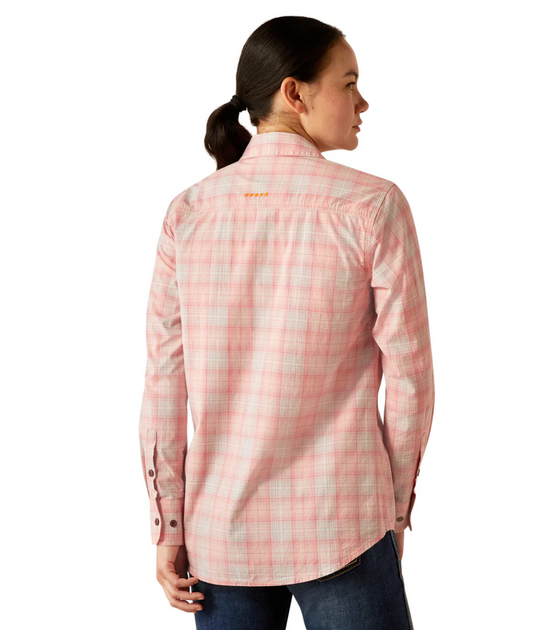 10055076 Ariat Women's Rebar Made Tough Durastretch work shirt LS Powder Pink