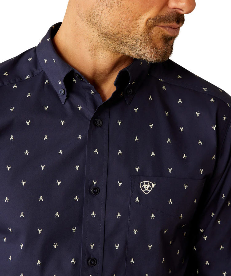 10054804 Ariat Men's Cordell Fitted LS Shirt Navy