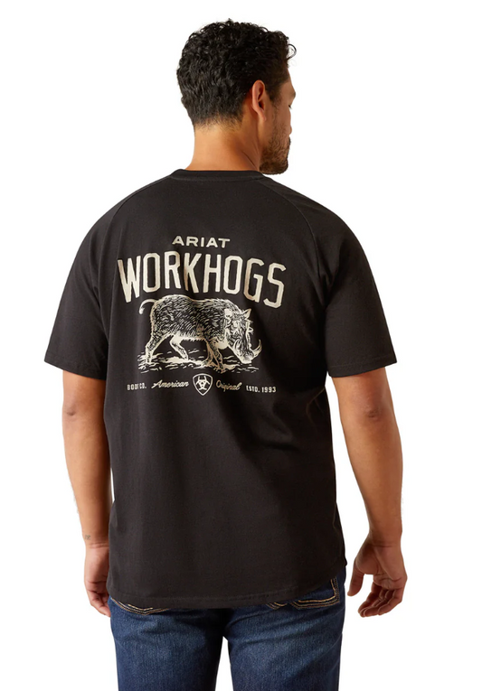 10055076 Ariat Men's Rebar Cotton Strong Workhog SS Tee Black