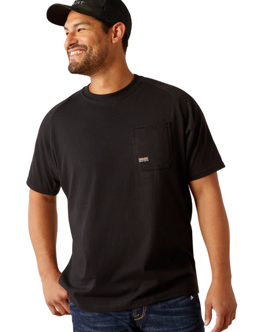 10055076 Ariat Men's Rebar Cotton Strong Workhog SS Tee Black
