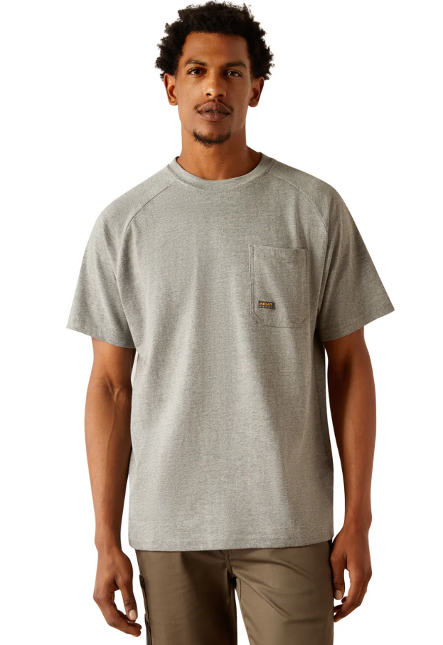 10054447 Ariat Men's Rebar Cotton Strong Workhog SS Tee Heather Grey