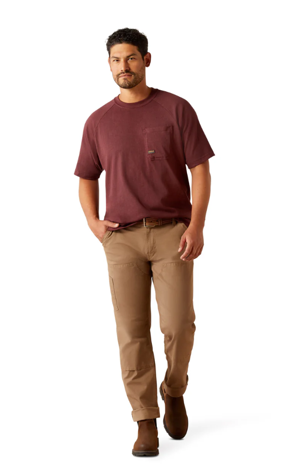 10054444 Ariat Men's Rebar Cotton Strong Hardhead SS Tee Malbec Heather