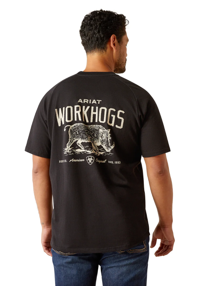 10054446 Ariat Men's Rebar Cotton Strong Workhog SS Tee Black